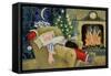 Santa Sleeping by the Fire, 1995-David Cooke-Framed Stretched Canvas