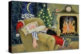 Santa Sleeping by the Fire, 1995-David Cooke-Stretched Canvas