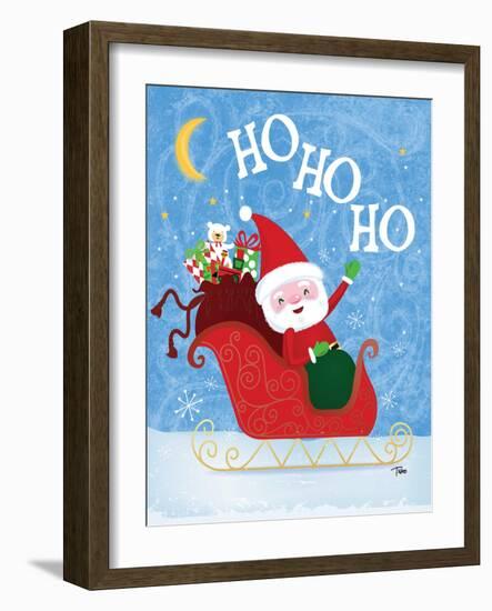 Santa Sleigh-Teresa Woo-Framed Art Print