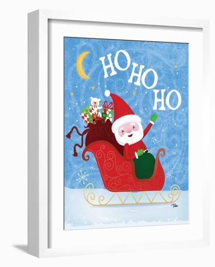 Santa Sleigh-Teresa Woo-Framed Art Print