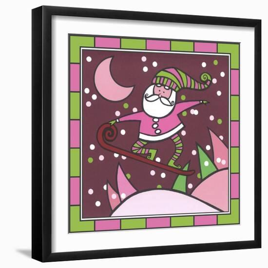 Santa Snowboard 1-Denny Driver-Framed Giclee Print