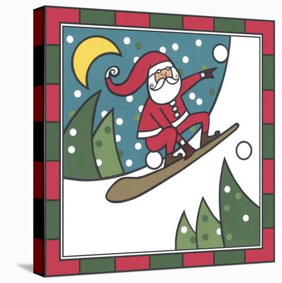 Santa Snowboard 2-Denny Driver-Stretched Canvas