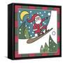 Santa Snowboard 2-Denny Driver-Framed Stretched Canvas