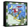 Santa Snowboard 3-Denny Driver-Framed Stretched Canvas
