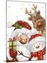 Santa Snowman and Reindeer-MAKIKO-Mounted Giclee Print