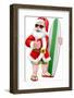 Santa Surfing Shades Surfboard Christmas Cartoon-ChrisGorgio-Framed Photographic Print