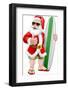 Santa Surfing Shades Surfboard Christmas Cartoon-ChrisGorgio-Framed Photographic Print