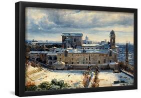 Santa Trinità dei Monti in the Snow. Dated: 1825/1830. Dimensions: overall: 22 x 30 cm (8 11/16 ...-André Giroux-Framed Poster