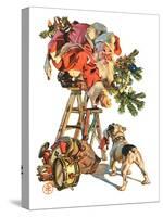 "Santa Up a Ladder,"December 20, 1930-Joseph Christian Leyendecker-Stretched Canvas