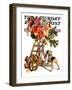 "Santa Up a Ladder," Saturday Evening Post Cover, December 20, 1930-Joseph Christian Leyendecker-Framed Premium Giclee Print