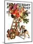 "Santa Up a Ladder," Saturday Evening Post Cover, December 20, 1930-Joseph Christian Leyendecker-Mounted Giclee Print