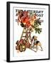 "Santa Up a Ladder," Saturday Evening Post Cover, December 20, 1930-Joseph Christian Leyendecker-Framed Giclee Print