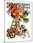 "Santa Up a Ladder," Saturday Evening Post Cover, December 20, 1930-Joseph Christian Leyendecker-Mounted Giclee Print