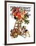 "Santa Up a Ladder," Saturday Evening Post Cover, December 20, 1930-Joseph Christian Leyendecker-Framed Giclee Print