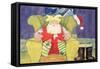 Santa Warming His Toes-David Cooke-Framed Stretched Canvas