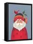 Santa with a Cardinal on His Hat-Beverly Johnston-Framed Stretched Canvas