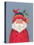 Santa with a Cardinal on His Hat-Beverly Johnston-Stretched Canvas