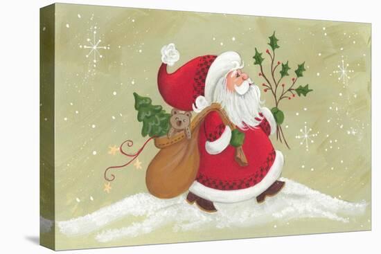 Santa with a Sack of Toys and a Holly Branch-Beverly Johnston-Stretched Canvas