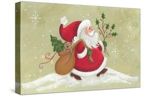 Santa with a Sack of Toys and a Holly Branch-Beverly Johnston-Stretched Canvas