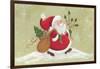 Santa with a Sack of Toys and a Holly Branch-Beverly Johnston-Framed Giclee Print