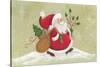 Santa with a Sack of Toys and a Holly Branch-Beverly Johnston-Stretched Canvas
