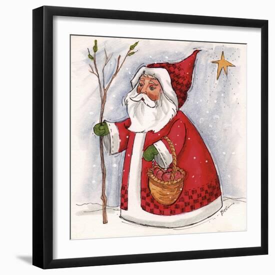 Santa with Basket-Beverly Johnston-Framed Giclee Print