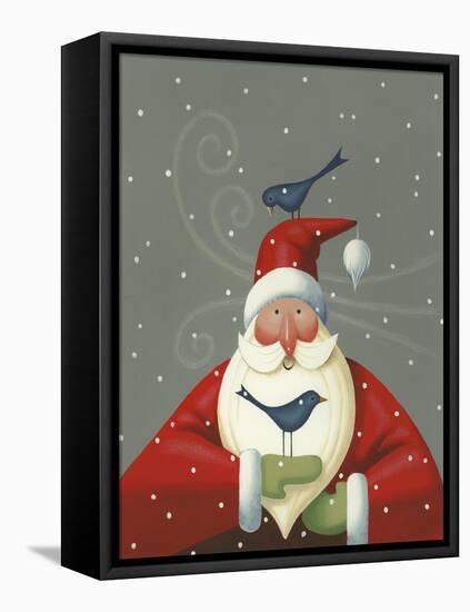 Santa with Bluebirds-Margaret Wilson-Framed Stretched Canvas
