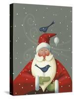 Santa with Bluebirds-Margaret Wilson-Stretched Canvas