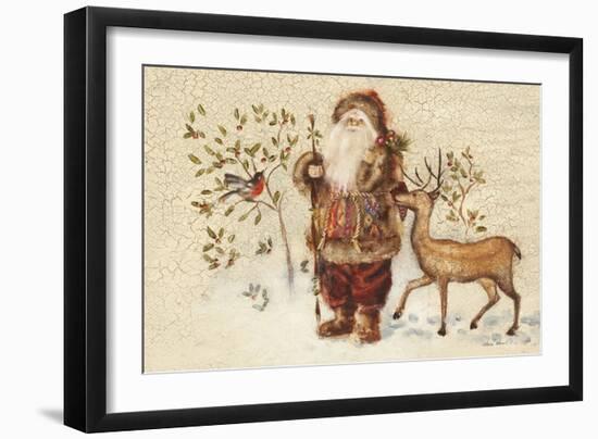 Santa with Deer-Cheri Blum-Framed Art Print