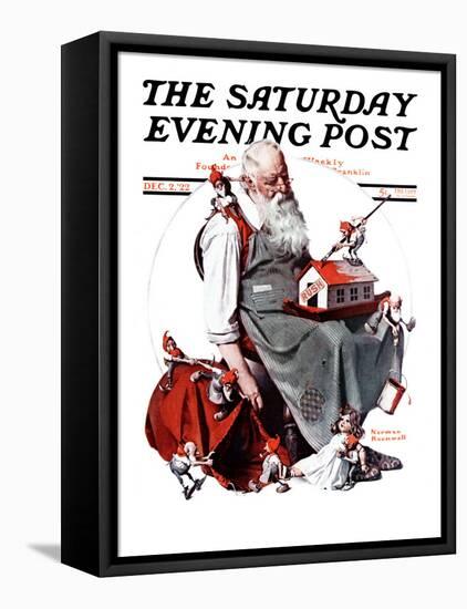 "Santa with Elves" Saturday Evening Post Cover, December 2,1922-Norman Rockwell-Framed Stretched Canvas