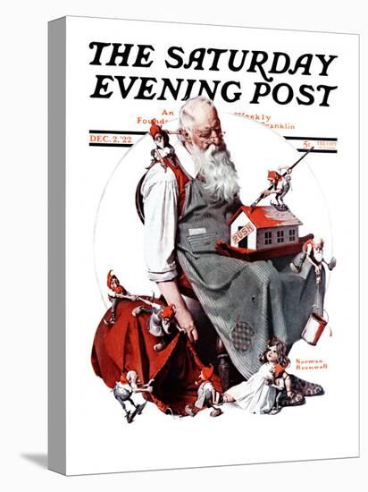 "Santa with Elves" Saturday Evening Post Cover, December 2,1922-Norman Rockwell-Stretched Canvas