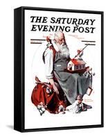 "Santa with Elves" Saturday Evening Post Cover, December 2,1922-Norman Rockwell-Framed Stretched Canvas