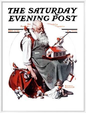 '"Santa with Elves" Saturday Evening Post Cover, December 2,1922' Giclee Print - Norman Rockwell | AllPosters.com
