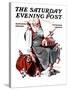 "Santa with Elves" Saturday Evening Post Cover, December 2,1922-Norman Rockwell-Stretched Canvas