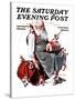 "Santa with Elves" Saturday Evening Post Cover, December 2,1922-Norman Rockwell-Stretched Canvas