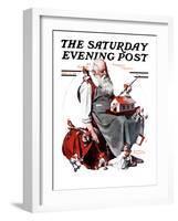 "Santa with Elves" Saturday Evening Post Cover, December 2,1922-Norman Rockwell-Framed Giclee Print