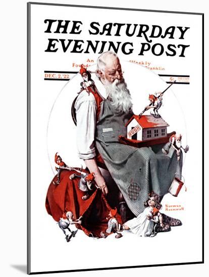 "Santa with Elves" Saturday Evening Post Cover, December 2,1922-Norman Rockwell-Mounted Giclee Print