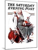 "Santa with Elves" Saturday Evening Post Cover, December 2,1922-Norman Rockwell-Mounted Giclee Print