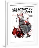 "Santa with Elves" Saturday Evening Post Cover, December 2,1922-Norman Rockwell-Framed Giclee Print