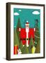 Santa with Gifts and Presents in Woods. Vector Eps8 Graphic Christmas Illustration.-Popmarleo-Framed Art Print