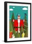 Santa with Gifts and Presents in Woods. Vector Eps8 Graphic Christmas Illustration.-Popmarleo-Framed Art Print