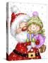 Santa With Girl-MAKIKO-Stretched Canvas