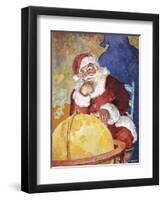 Santa with Globe-Hal Frenck-Framed Giclee Print