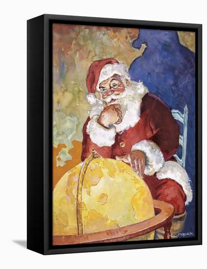 Santa with Globe-Hal Frenck-Framed Stretched Canvas