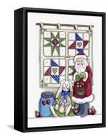 Santa with Quilt and Bunnies-Debbie McMaster-Framed Stretched Canvas