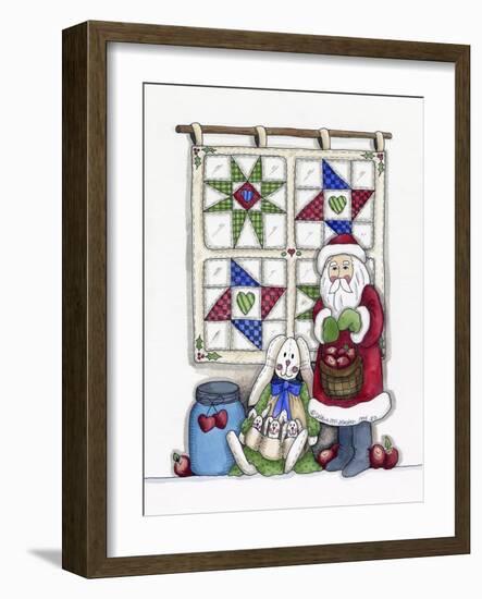 Santa with Quilt and Bunnies-Debbie McMaster-Framed Giclee Print