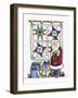 Santa with Quilt and Bunnies-Debbie McMaster-Framed Giclee Print