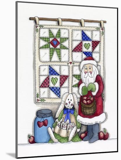 Santa with Quilt and Bunnies-Debbie McMaster-Mounted Giclee Print