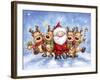 Santa With Reindeers-MAKIKO-Framed Giclee Print