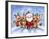 Santa With Reindeers-MAKIKO-Framed Giclee Print